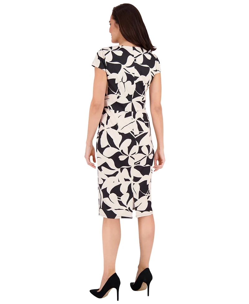 London Times Women's Square Neck Sheath Dress