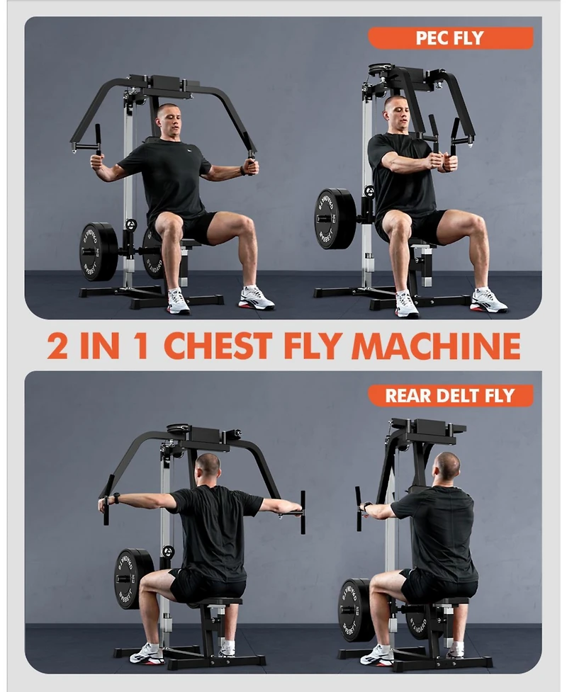 Mikolo Chest & Reverse Fly Machine - 400LB Plate Loaded Pec Deck with Band Pegs for Home Gym