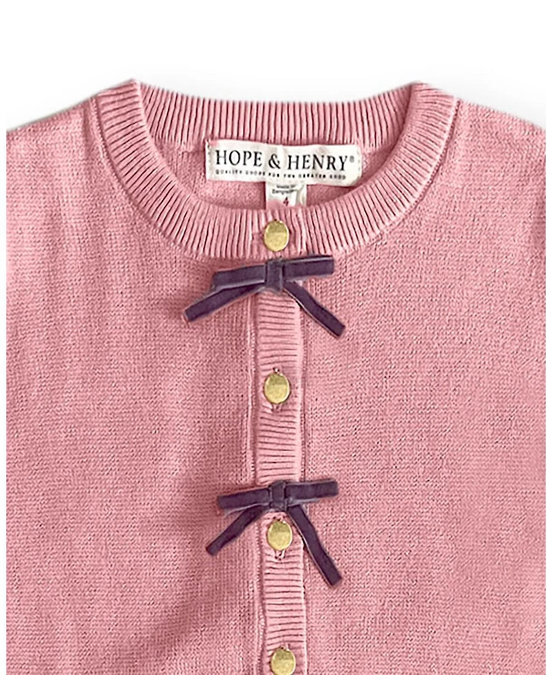 Hope & Henry Toddler Girls' Organic Button Front Bow Detail Sweater Dress