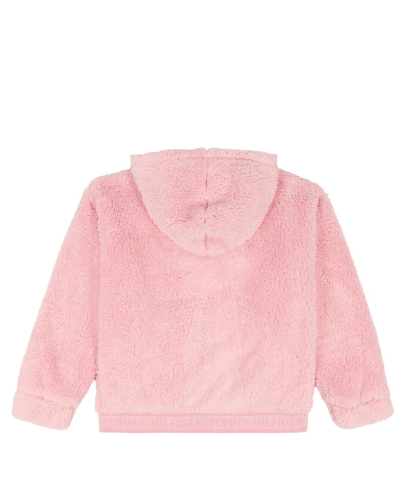 Tommy Hilfiger Girls 2T-6X Minky Logo-Stripe Zip Up Hoodie