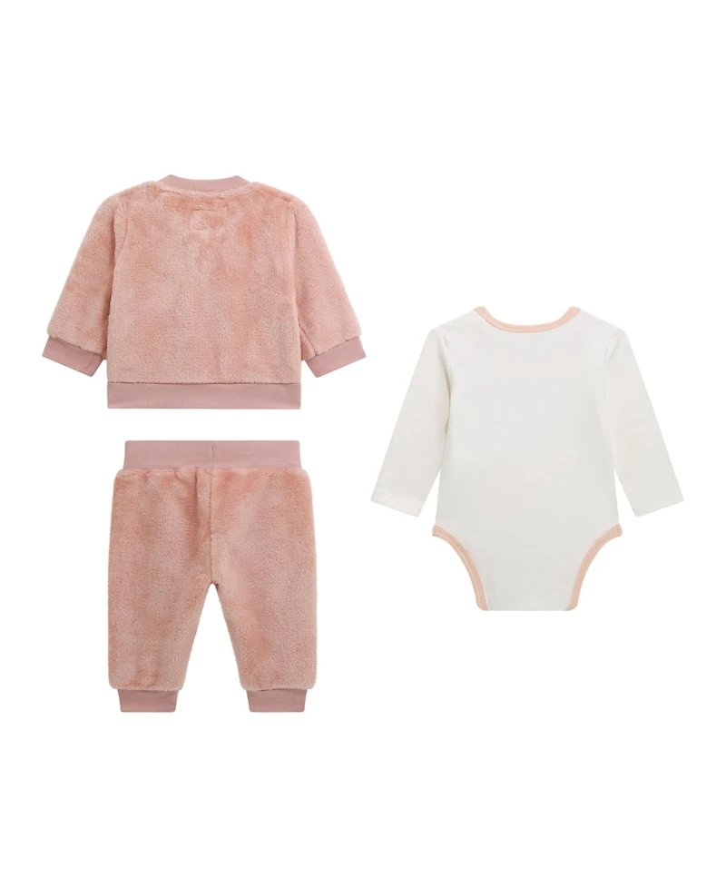 Guess Baby Girls 3-Piece Long-Sleeve Jacket, Bodysuit and Sweatpants Set