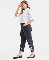 Style & Co Plus Size Embroidered High-Rise Straight-Leg Cropped Jeans, Macy's Exclusive