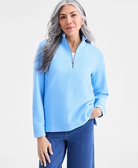Style & Co Women's Textured Mock-Neck Quarter-Zip Sweatshirt, Macy's Exclusive