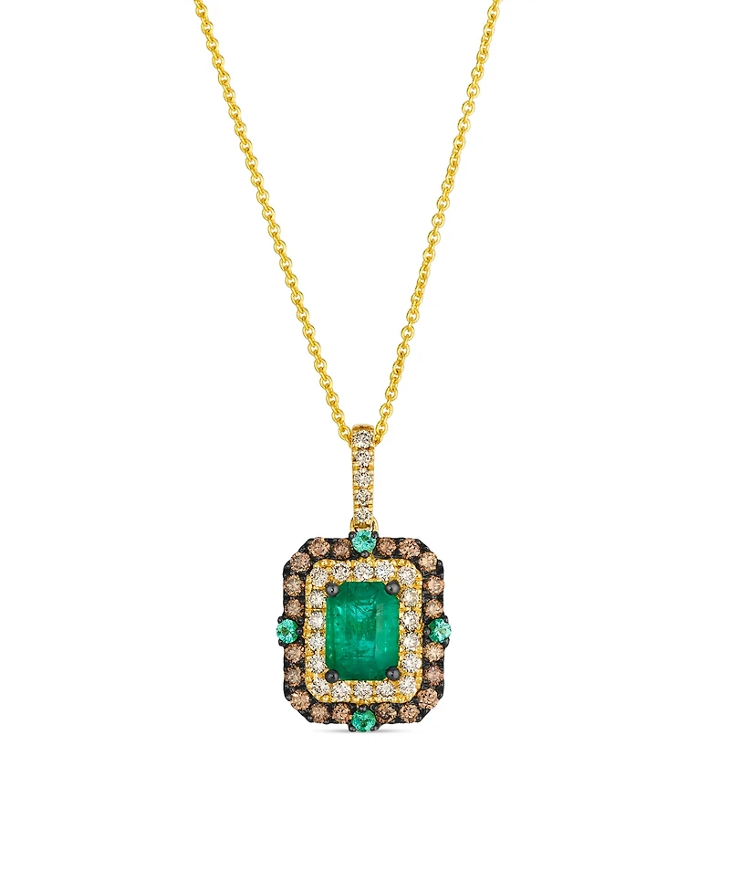 Le Vian Emerald (0.70 ct. t.w.), Chocolate diamonds (0.28 ct. t.w.), and Nude diamonds (0.24 ct. t.w.) Necklace in 14K Honey Gold