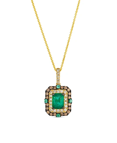 Le Vian Emerald (0.70 ct. t.w.), Chocolate diamonds (0.28 ct. t.w.), and Nude diamonds (0.24 ct. t.w.) Necklace in 14K Honey Gold