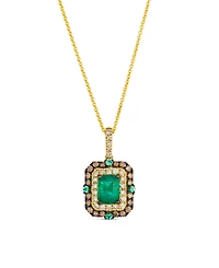 Le Vian Emerald (0.70 ct. t.w.), Chocolate diamonds (0.28 ct. t.w.), and Nude diamonds (0.24 ct. t.w.) Necklace in 14K Honey Gold