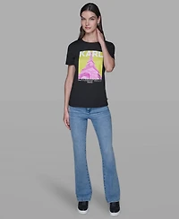 Karl Lagerfeld Paris Women's Eiffel Tower Printed Short-Sleeve T-Shirt