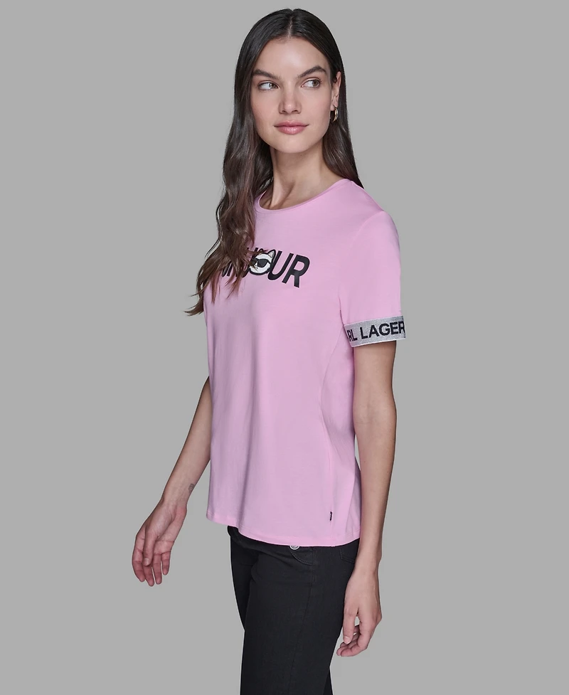 Karl Lagerfeld Paris Women's Printed Short-Sleeve T-Shirt