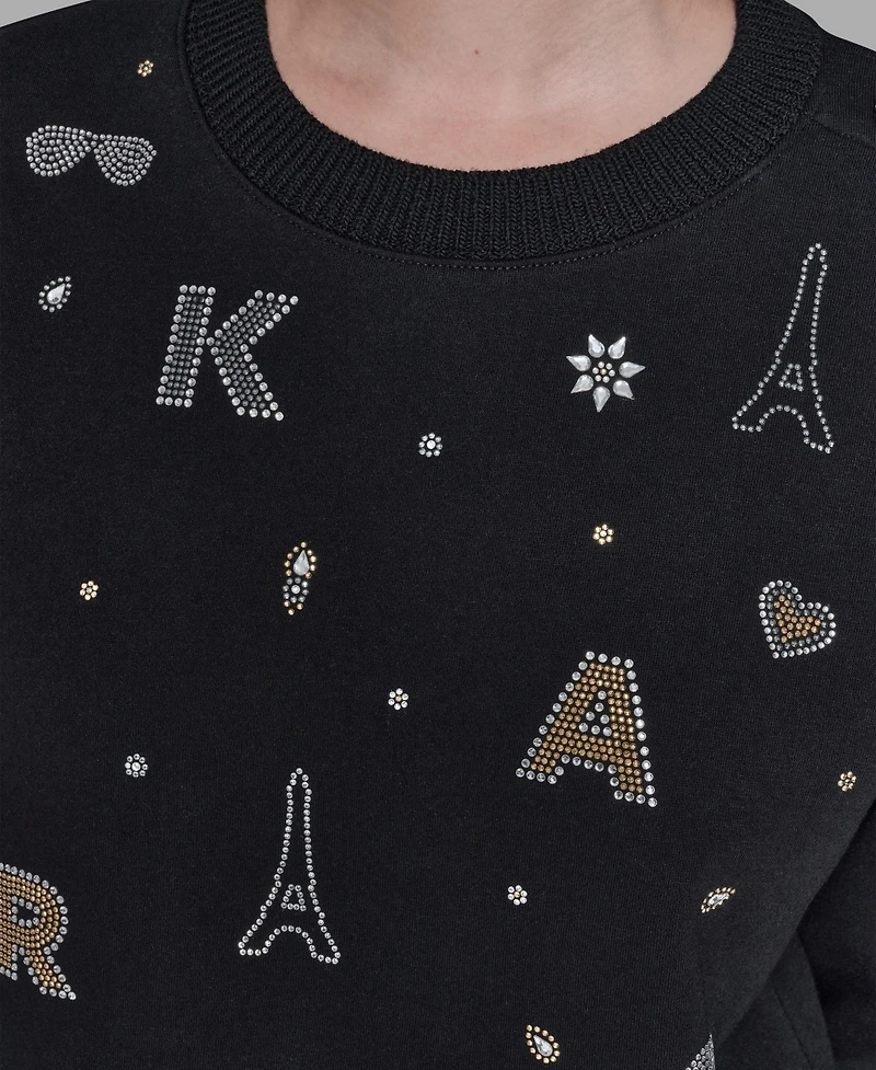 Karl Lagerfeld Paris Women's Printed Long-Sleeve Sweatshirt