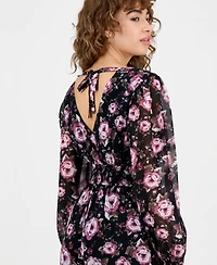 And Now This Petite Floral V-Neck Long-Sleeve Jumpsuit, Macy's Exclusive