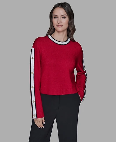 Karl Lagerfeld Paris Women's Contrast Trim Pull-On Sweater