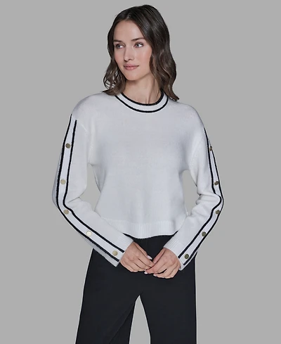 Karl Lagerfeld Paris Women's Contrast Trim Pull-On Sweater