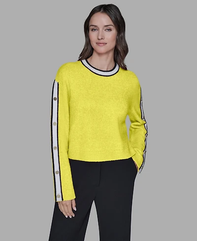 Karl Lagerfeld Paris Women's Contrast Trim Pull-On Sweater