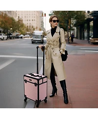 Byootique Rolling Makeup Case on Wheels Travel Suitcase Salon Art Deco Bloom