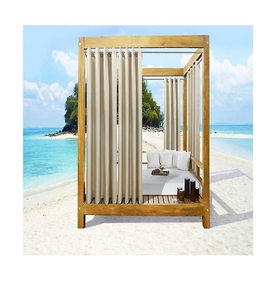Commonwealth Home Fashions Seascapes Light Filtering Provide Privacy and Shade Grommet Outdoor Panel Pair Each 50" x Linen