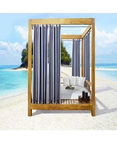 Commonwealth Seascapes Stripes Light Filtering Satiny Look Provide Privacy Grommet Outdoor Panel Pair Indigo