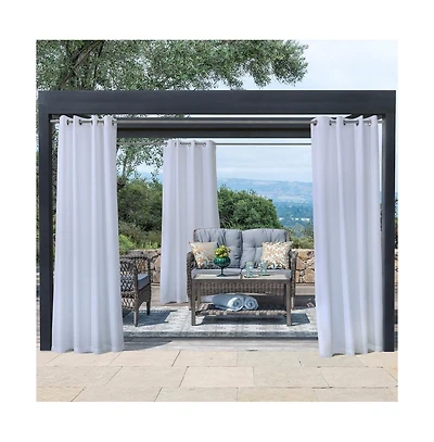 Commonwealth Seascapes Light Filtering Satiny Look and Feel Provide Privacy Grommet Outdoor Panel Pair Each 50" x 84" White