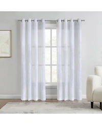 Habitat 100% Polyester Selina Sheer Grommet Leaf Embroidered Curtain Panel 52" x 95" White