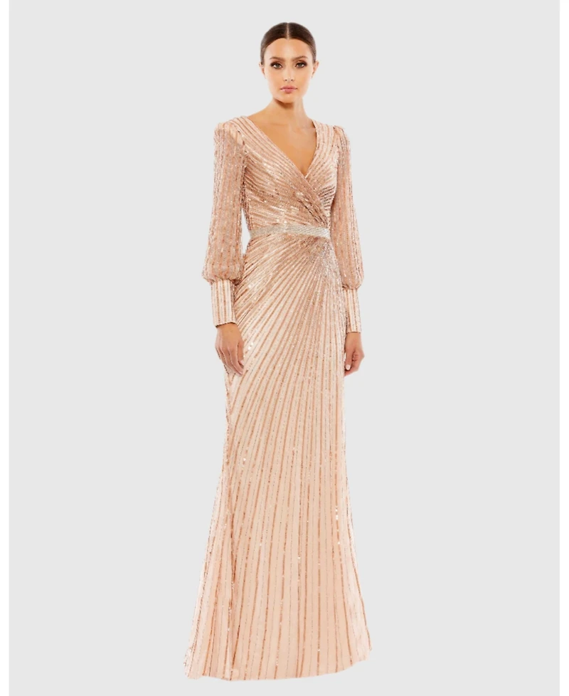 Mac Duggal Women's Foldover One-Shoulder Slit Gown