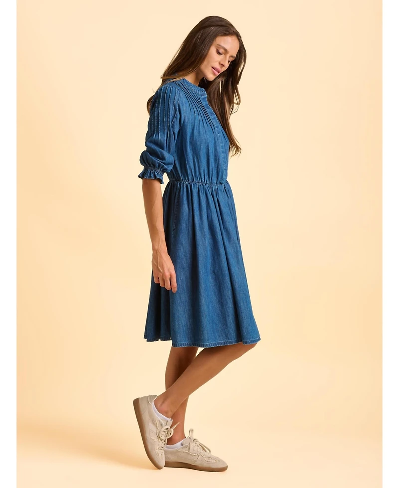 Brakeburn Women's Icylyn 3/4 Sleeve Round Neck Midi Dress