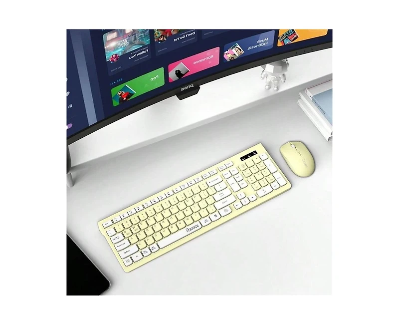Wireless Keyboard And Mouse Combo - Full - Sized Wireless Keyboard And Adjustable Dpi Mouse, 2.4GHz Receiver for Pc, Desktop, Laptop