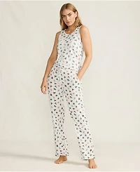 Lands' End Women's Brushed Cozy Waffle Jersey 3 Piece Pajama Set - Tank Top Pant and Robe