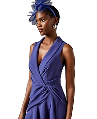 Coast Women's Shawl Collar Ruffle Hem Midi Dress