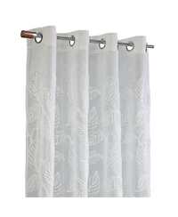 Habitat 100% Polyester Lausanne Sheer Chenille Leaf Delightful Texture Grommet Curtain Panel 52" x 84" Off White