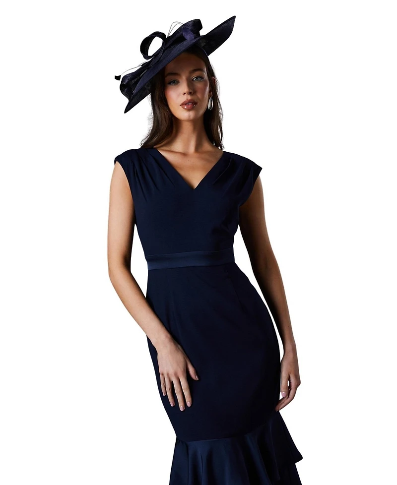 Coast Women's Satin Back Crepe Dress With Peplum