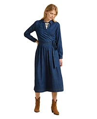 Brakeburn Women's Fern Long Sleeve V-Neck Shirt Midi Dress