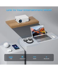 Mini Projector, Full Hd 1080P Support Video Projector, Portable Small Movie Projector