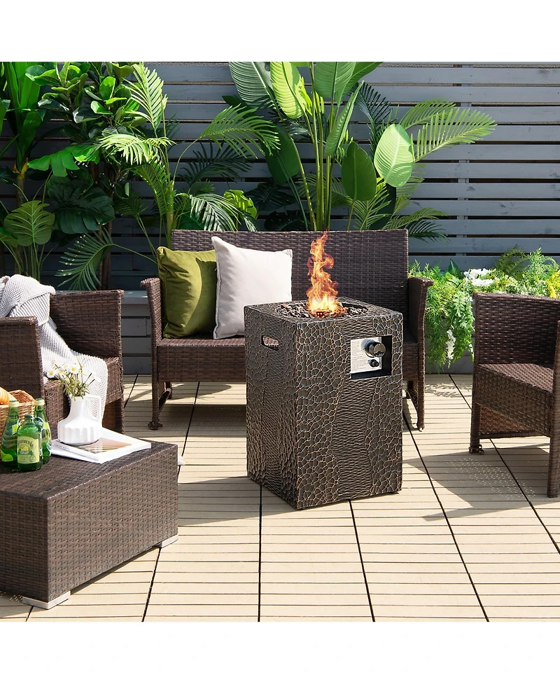 16 Feet Square Outdoor Propane Fire Pit with Lava Rocks Waterproof Cover 30,000 Btu