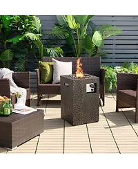 16 Feet Square Outdoor Propane Fire Pit with Lava Rocks Waterproof Cover 30,000 Btu