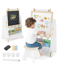 4-in-1 Toddler Activity Table Set with Magnetic Whiteboard and Chalk Board