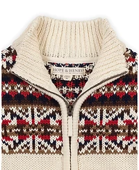 Hope & Henry Boys Organic Long Sleeve Full Zip Mock Neck Intarsia Sweater