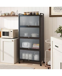 4-Tier Storage Cabinet with Door Freestanding Bathroom for Small Space