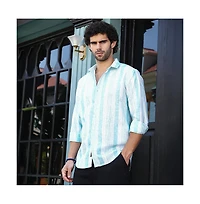 Campus Sutra Men's Sky Blue Pincandy-Striped Regular Shirt
