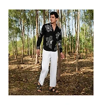 Campus Sutra Men's Obsidian Black Maxi-Flora Shirt