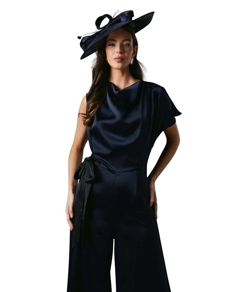Coast Women's Tie Side Satin Drape Wide Leg Jumpsuit