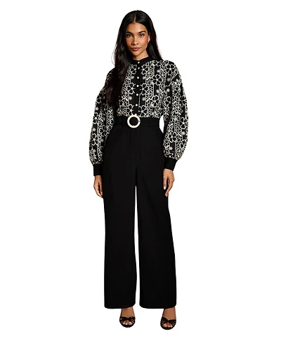 Coast Women's Blouson Sleeve Belted Wide Leg Jumpsuit