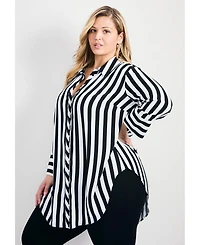 Avenue Women's Linear Longline Stripe Shirt