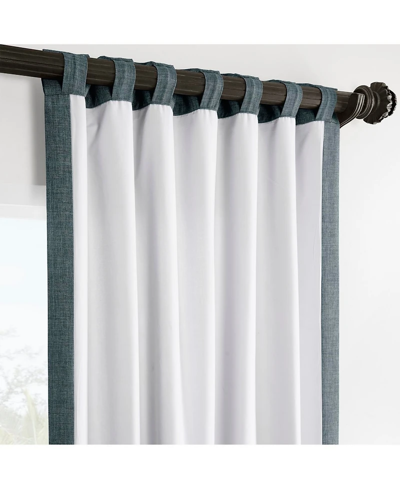 Half Price Drapes Sweden Blue Italian Faux Linen Room Darkening Curtain