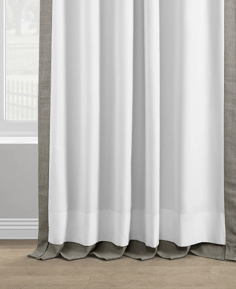 Half Price Drapes Fossil Grey Italian Faux Linen Room Darkening Curtain