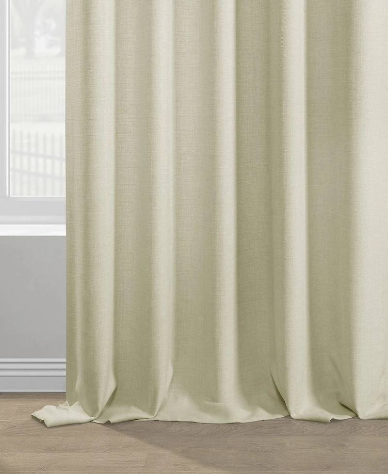 Half Price Drapes Gravity Ivory Italian Faux Linen Room Darkening Curtain