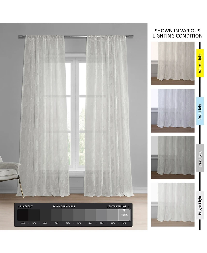 Half Price Drapes Avignon Vine Floral Patterned Faux Linen Sheer Curtain