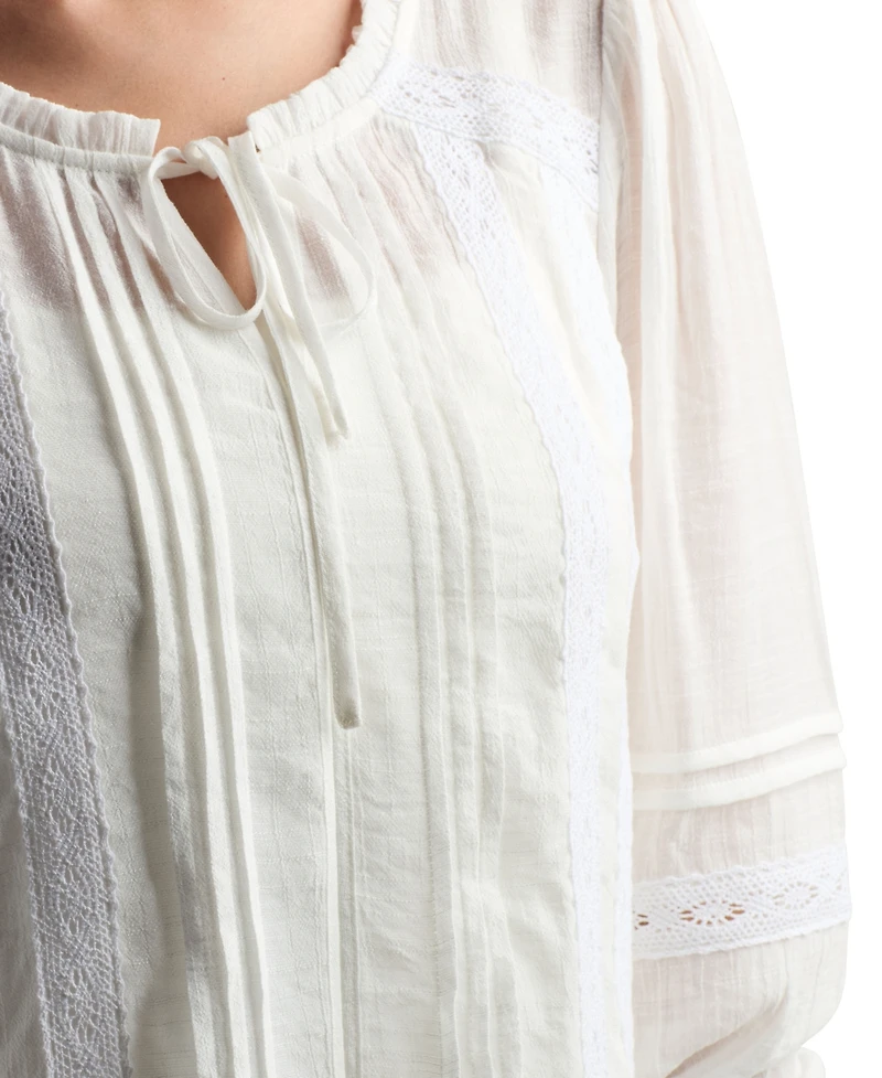 Bcx Juniors' Puff-Sleeve Tie Neck Top