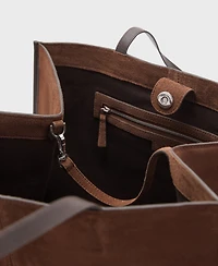 Mango Women's Suede Leather Shopper Bag