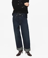 Mango Women's Turn-Up Hem Wide Leg Jeans