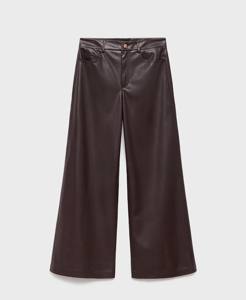 Mango Women's Leather-Effect Straight Pants