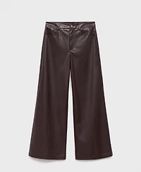 Mango Women's Leather-Effect Straight Pants